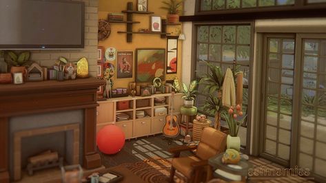 Sims 4 | Build no cc | Living room 🏮✨ Sims Inspo No Cc, Sims 4 Decor Ideas No Cc, Sims 4 Room Ideas Living Room, Sims 4 Living Room No Cc, Sims 4 Game Room, Sims 4 Cozy Living Room, Sims 4 Living Room Ideas Base Game, Sims 4 Living Room Ideas No Cc, Sims4 Living Room Ideas