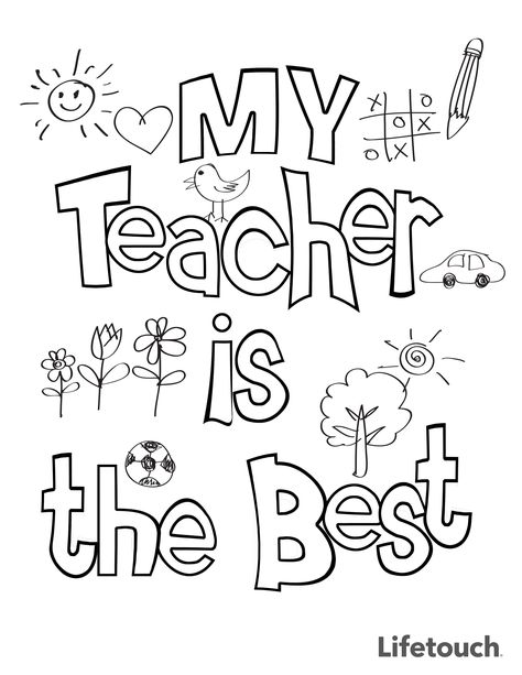 Teacher Appreciation Coloring Sheet Happy Teachers Day Coloring Pages, Teacher Appreciation Coloring Sheets, Teacher Appreciation Coloring Page, Teacher Appreciation Week Printables, Happy Birthday Teacher, Preschool Vibes, Sock Bubbles, Aktiviti Prasekolah, I Love My Teacher