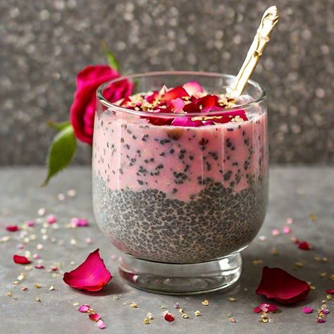 How To Make Rose Water Chia Seed Pudding Recipe Print A creamy and delicious pudding with the added goodness of chia seeds and a su Make Rose Water, Chia Seed Pudding Recipe, Pork Spices, Healthy Fruit Desserts, Breakfast Cocktails, Spiced Vegetables, Chia Seed Recipes Pudding, Best Rose, How To Make Rose