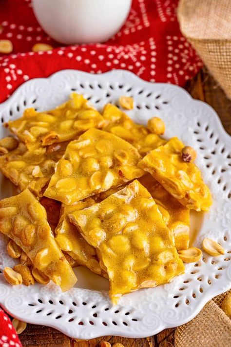 Microwave Peanut Brittle Recipe Halloween Bark Recipes, French Dip Sliders, Microwave Peanut Brittle, Peanut Brittle Recipe, Au Jus Gravy, Brittle Recipes, Holiday Favorite Recipes, Christmas Candy Recipes, Bark Recipe