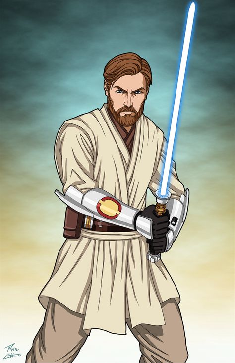 Obi-Wan Kenobi commission by phil-cho on DeviantArt Jedi Drawing, Obi Wan Kenobi Art, Phil Cho, Star Wars Obi Wan, Star Wars Character, Star Wars Characters Pictures, Jedi Order, Star Wars Drawings, Cuadros Star Wars