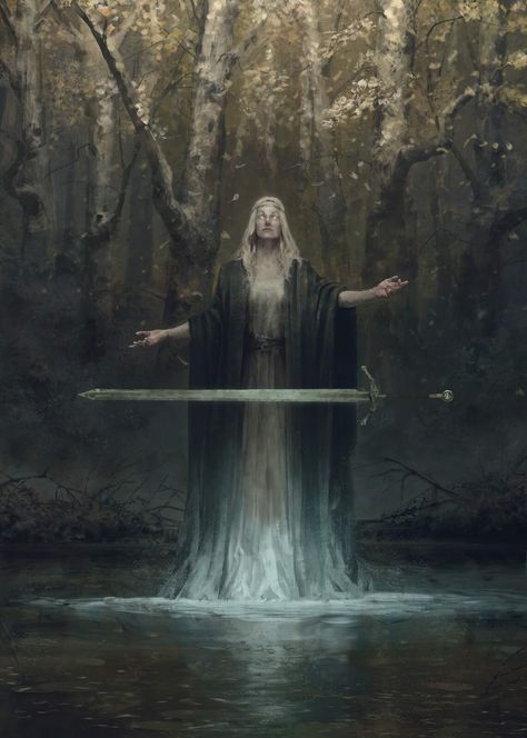 Lady Of The Lake, In The Middle, The Middle, A Woman, Trees, Forest, Lake, Water, Hair