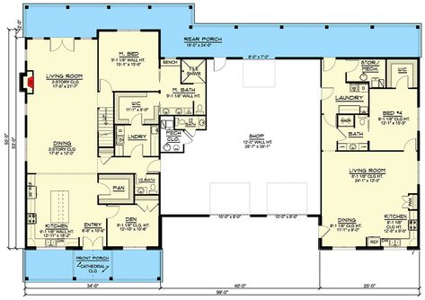 Generational Living House Plans, Multigenerational Barndominium Floor Plans, Multi Generational Homes House Plans, 3 Generation House Plans, House Plans For Multi Generations, House Plans With 2 Kitchens, Two Generation House Plans, Lennar Multigenerational House Plans, 2 Houses Connected Floor Plans