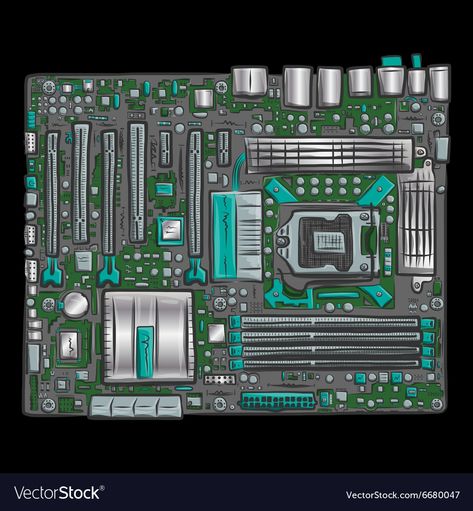 Motherboard Drawing With Label, Motherboard Drawing, Motherboard Illustration, Hackathon Poster, Computer Basic, Vector Elements, Motherboard, Your Design, Png Images