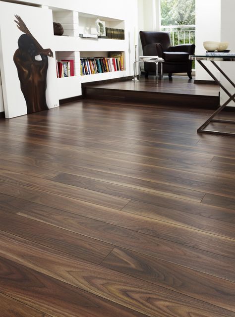 Wooden Floors Living Room, Brown Laminate Flooring, Walnut Laminate Flooring, Tiles Bedroom, Walnut Wood Floors, Dark Wooden Floor, Laminate Flooring Colors, Wooden Floor Tiles, Brown Laminate