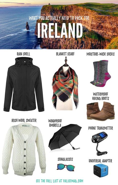 Ireland Quotes Inspiration, Ireland Travel Outfits, Packing For Ireland, Pack For Ireland, Traveling To Ireland, Winter Vacation Packing List, Ireland Packing List, Vacay Dress, Ireland Road Trip