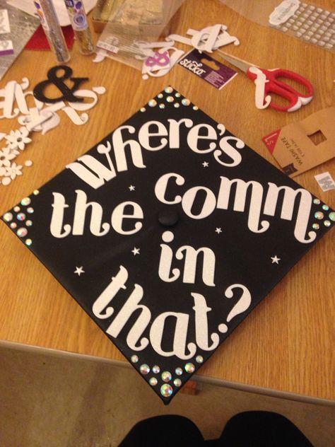 Graduation cap ideas for Communication majors #diy Communications Graduation Cap, Nursing Graduation Gift Ideas, Graduation Cap Images, Graduation Diy Decorations, Grad Hats, Graduation Cap Ideas, Nurse Graduation Cap, Grad Cap Decorated, Graduation Party Gifts