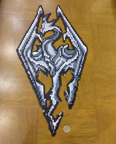 Dragon Perler Beads, The Witcher Perler Beads, Perler Beads Dungeons And Dragons, Skyrim Pixel Art, Perler Bead Patterns Big, Mass Effect Perler Beads, Warhammer Perler Beads, Skyrim Perler Beads, Monster Hunter Perler Beads