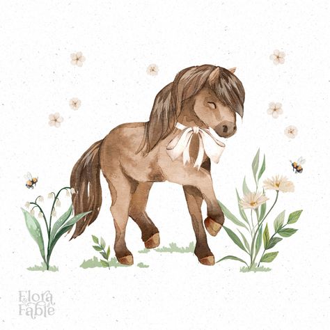 🤍 PONY TROT 🤍 Pony Watercolor, Pony Illustration, Horse Watercolor, Painted Horses, Baby Pony, Horse Party, Horse Illustration, Horse Silhouette, Cute Paintings