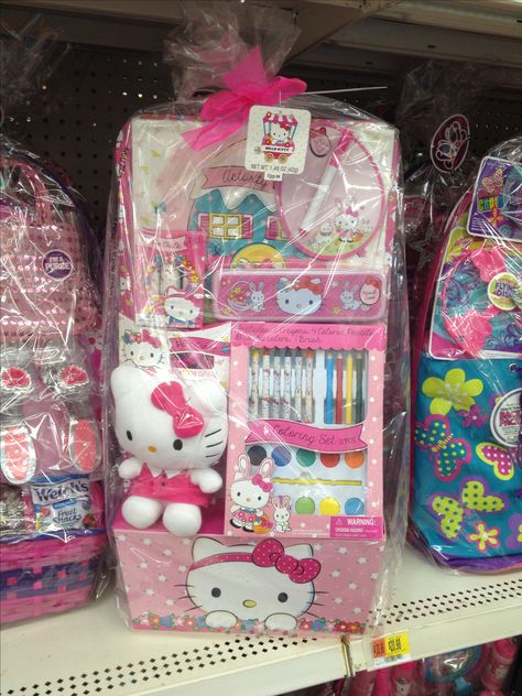 Birthday Basket Hello Kitty, Hello Kitty Basket Christmas, Hello Kitty Cosas, Cute Hello Kitty Bags As Gifts, Hello Kitty Easter Basket, Hello Kitty Easter, Hello Kitty Toy Kitchen, Pink Easter Basket, Collecter Sets Hello Kitty