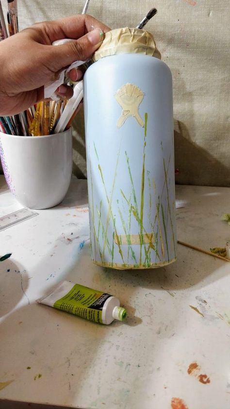 Painting Tumblers With Acrylic Paint, Hydro Flask Painting Ideas, Hydro Flask Painting, Hydroflask Painting, Painted Hydroflask, Flask Painting, Painted Water Bottle, Painted Flask, Hydro Painting