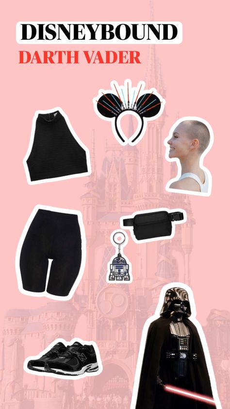 disneybound - disney world - disney land - disney parks - outfit - packing - magic kingdom - epcot - universal - princess - villian - inspired - darth vader - anakin - black - dark side - lightsaber - bald - buzzcut - black hair - red hair - redhead - star wars Disney Park Outfit, Darth Vader Star Wars, Disney World Outfits, Disney Outfit, Vader Star Wars, Disney Planning, Star Wars Darth Vader, Lightsaber, Disney Outfits