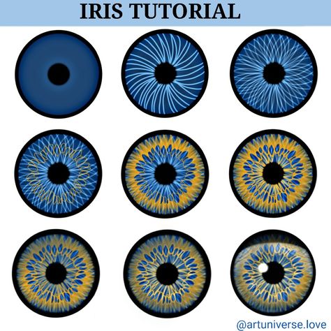 Iris Eyes Drawing, Iris Colors Eye, Iris Patterns Eye, How To Paint Iris Eye, How To Paint An Eyeball, Eye Iris Painting, Iris Art Eye, Iris Eye Art, Pupil Painting