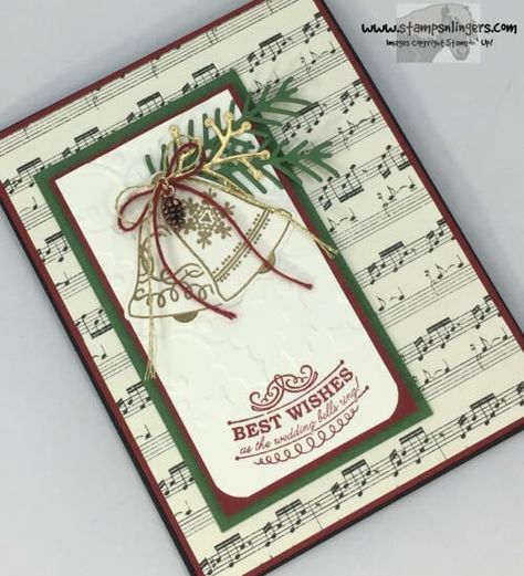 White Christmas Card, Wedding Stamps, Stamped Christmas Cards, Bells Christmas, Photo Album Craft, Homemade Christmas Cards, 카드 디자인, Stampin Up Christmas Cards, Wedding Stamp