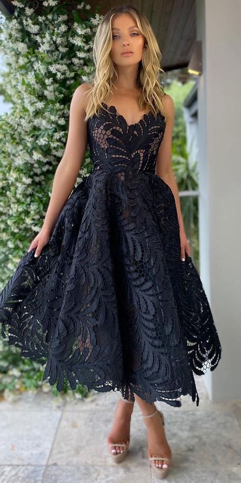 18 Chic Summer Wedding Guest Dresses ❤ summer wedding guest dresses tea length black lace whiterunway ❤ #weddingdresses #weddingoutfit #bridaloutfit #weddinggown #women's style Summer Wedding Guest Dresses, Tea Length Prom Dress, Wedding Guest Outfit Summer Casual, Summer Wedding Guest, Wedding Dress Guide, Summer Wedding Guests, Summer Wedding Outfit Guest, Dress Guide, Guest Attire