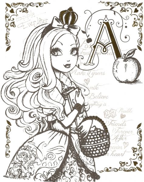 Ever After High Coloring Pages, High Coloring Pages, Everafter High, Apple White, Disney Descendants, Coloring Pages For Girls, Ever After High, Free Printable Coloring, Color Activities