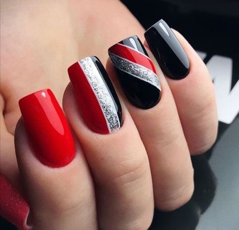 Bright Nail Art, Art Deco Nails, Graduation Nails, Red Acrylic Nails, Nails Yellow, Her Nails, Spring Nail Art, Pretty Nail Art, Nail Designs Glitter