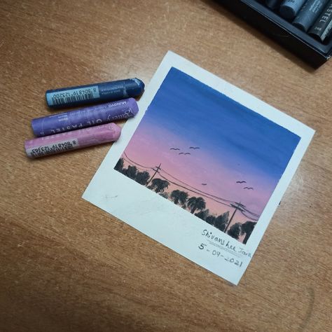 Oil Pastels Aesthetics, Mini Oil Pastel Drawings, Oil Pastles Drawings Aesthetic, Oil Pastel Art Aesthetic Easy, Oil Pastel Drawings Aesthetic, Sky Oil Pastel, Blend Oil Pastels, Scenery Oil Pastel, Pink And Purple Sky