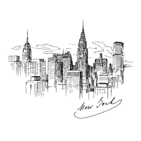 New York. Hand drawn illustration #Sponsored , #Paid, #AFFILIATE, #York, #drawn, #illustration, #Hand New York Sketches, Drawing New York, New York Drawing, New York Illustration, Frankfurt Skyline, Skyline Drawing, Cityscape Drawing, New York Painting, New York Buildings