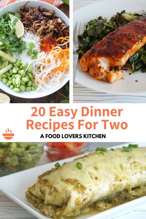 Looking for delicious dinner ideas for two? Our collection of everyday dinner recipes for couples is here to save the day! From quick and easy meals to flavorful dishes, find inspiration to satisfy your taste buds. #dinnerfortwo #easyrecipes #flavorfulmeals Nice Dinner Recipes For Two, Unique Meals For Two, Meal For 2 Ideas, Small Casseroles For Two, Couple Meal Ideas, Lunch For Two People, 2 Person Meals Dinners, Dinner Recipes For Couples, Easy Meals For 2 People