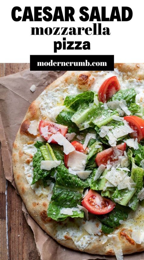 Romaine Caesar Salad, Easy To Make Salad, Caesar Salad Pizza, Clean Eating Pasta, Ham And Pineapple Pizza, Salad Pizza, Mozzarella Pizza, Creamy Pasta Dishes, Easy Homemade Pizza