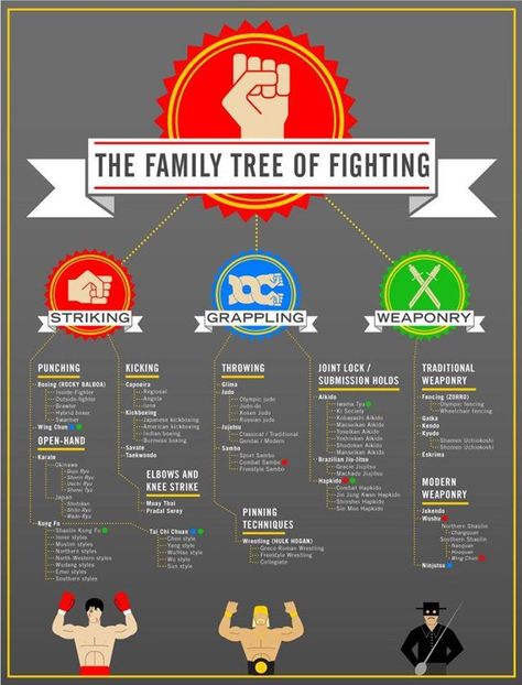 family tree of fighting Martial Arts Quotes, Trening Sztuk Walki, Self Defense Martial Arts, Pencak Silat, Martial Arts Techniques, Martial Arts Styles, Ju Jitsu, Martial Arts Workout, Hapkido