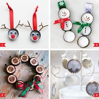 Bottle Cap Christmas Ornaments, Bottle Cap Ornaments, Diy Bottle Cap Crafts, Diy Felt Christmas Ornaments, Fund Raiser, Cap Art, Ideas Navidad, Upcycling Projects, Beer Cap