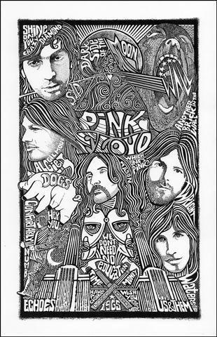 Letterpress Art Print, Pink Floyd Poster, Pink Floyd Art, Poster Dark, Illustration Photo, David Gilmour, Music Artwork, Rock Posters, Photos Vintage