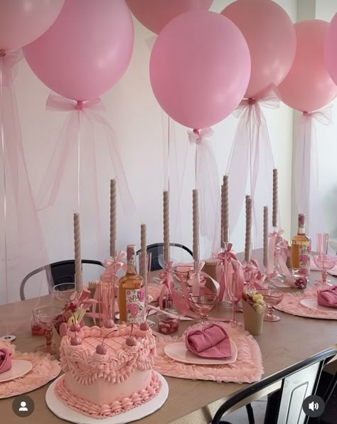 Pink Bachelorette Party, Valentines Party Decor, Pink Bachelorette, Tulle Ribbon, Birthday Dinner Party, Girls Night Party, Bachelorette Decorations, Galentines Party, Birthday Party Theme Decorations