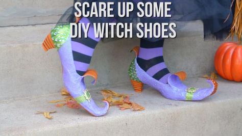 Let your imagination take flight with these easy-to-make DIY witch shoes. Diy Witch Shoes, Witches Shoes, Pencil Shoes, Girly Diy, Diy Witch, Spooky Things, Witch Shoes, Witch Boots, Witch Costumes