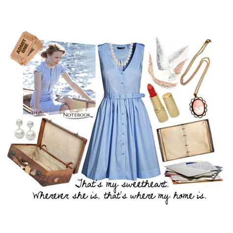 Allie Hamilton (The Notebook) Inspired, created by natiraye on Polyvore Notebook Costume, Allie Hamilton, Hamilton Outfits, Movie Inspired Outfits, Cute Couple Halloween Costumes, Character Inspired Outfits, Dapper Day, The Notebook, Vintage Fits