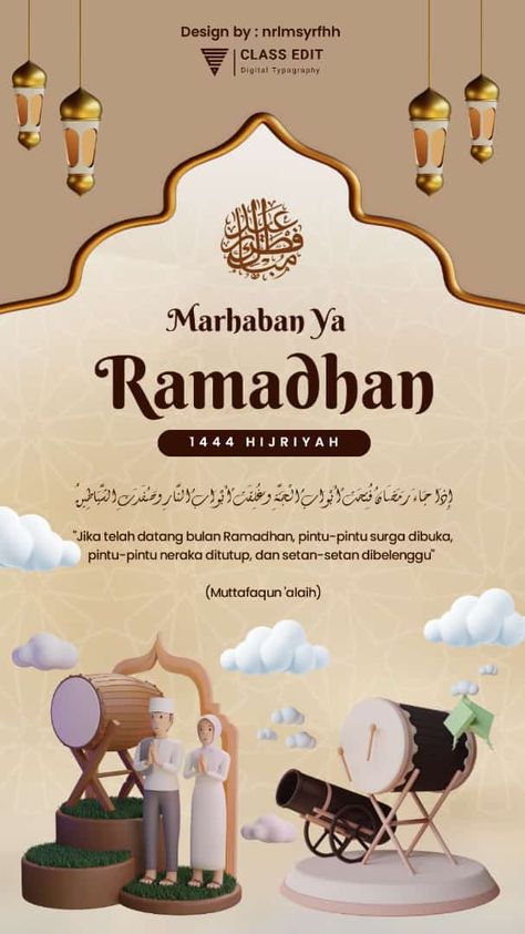 Karya Class Edit Digital Poster Ramadhan Design, Ramadhan Design, Poster Ramadhan, Portrait Quotes, Desain Editorial, Idul Fitri, Small Living Rooms, Name Cards, Interior Design Living Room