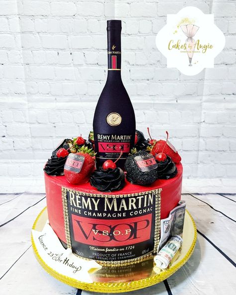 Remy Martin Cake For Men, Liquor Cake For Men, Remy Martin Cake, Liquor Cake Design, Remy Cake, Liquor Birthday Cake For Men, 2024 Cake, Birthday Cake Martini, Birthday Cale