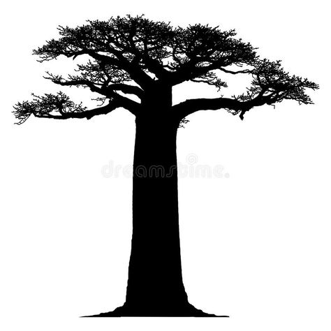 Silhouette Of A Baobab Tree Stock Illustration - Illustration of branch, object: 35128826 Boabab Tree Silhouette, Baobab Silhouette, Baobab Tree Tattoo, African Tree Silhouette, Oliver Tattoo, Silhouette Background, African Tree, African Tattoo, Baobab Tree