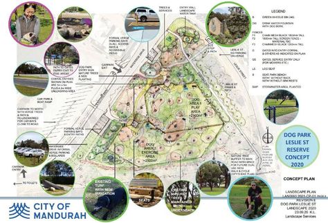 The concept design for the enclosed dog park. Photo: Supplied. Dog Park Design, Park Design, Farm Dogs, City Dog, Dog Exercise, Parking Design, Dog Park, Dog Design, Dog Owners