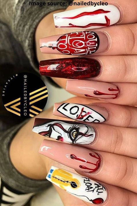 Halloween Nail Ideas Easy, Nail Art Designs Halloween, Nail Ideas Easy, Nail Design Halloween, Nail Ideas Halloween, Nail Designs Halloween, Scary Nails, Halloween Nail Ideas, Horror Nails