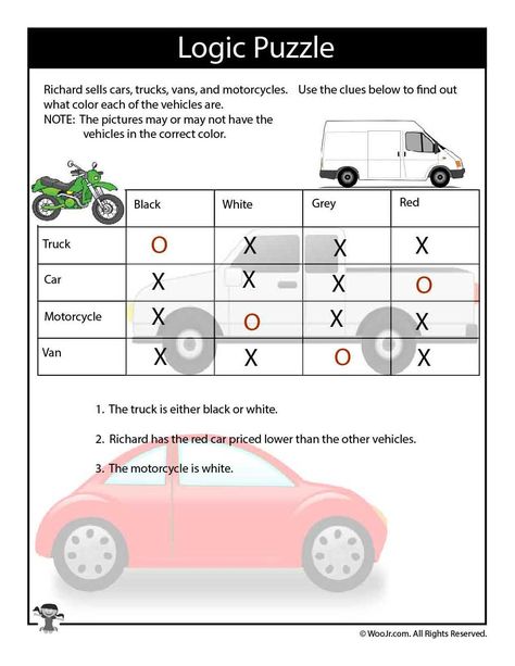 Things that Go Logic Puzzle Printable - ANSWERS | Woo! Jr. Kids Activities Printable Logic Puzzles, Mind Games For Kids, Logic Puzzles For Kids, Puzzle Printable, Deductive Reasoning, Math Logic Puzzles, Preschool Activities At Home, Science Gadgets, Big Puzzles