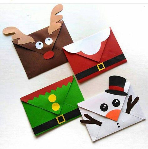 30 Christmas cards for fans of original DIY details (with video) Elementary Crafts, Simple Christmas Cards, Christmas Envelopes, Christmas Card Art, Noel Diy, Year 5, Christmas Card Crafts, Christmas Gift Card, Diy Christmas Cards