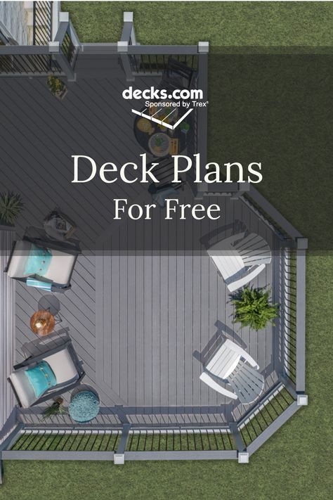 Deck Shapes Layout, Backyard Patio Deck Designs Layout, Building Decks Ideas, Tek Deck Ideas, Backyard Elevated Deck Ideas, Front Deck Design Ideas, Best Deck Designs, Deck Size Layout, Low Deck Designs With Pergola