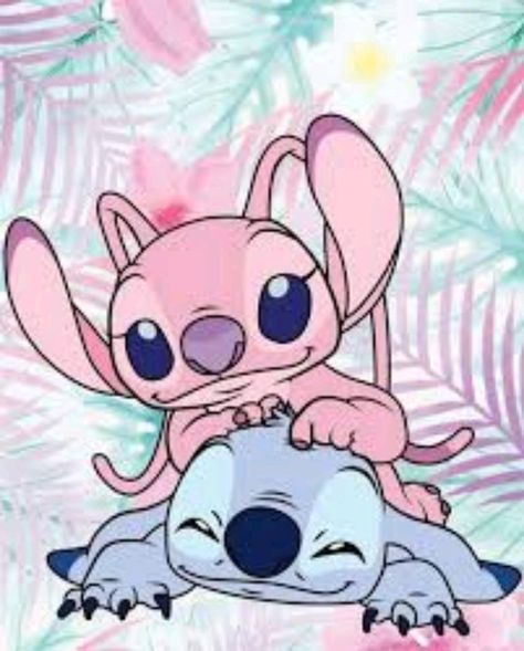 Angel Lilo And Stitch, ليلو وستيتش, Lilo And Stitch Quotes, Lilo And Stitch Drawings, Pink Stitch, Angel Wallpaper, Images Kawaii, Stitch Drawing, Disney Collage