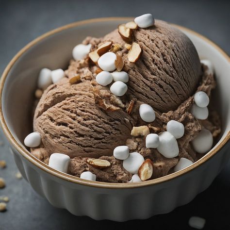 Rocky Road Ice Cream Recipe - Instacart Rocky Road Ice Cream, Cream Photography, Food Reference, Ice Cream Photography, Ice Cream Recipe, Rocky Road, Ice Cream Recipes, Marshmallows, No Bake Desserts