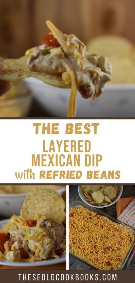 Layered Refried Bean Dip, Best Refried Beans Recipe, Easy Mexican Dip, Bean Dip Recipes Refried, Hot Bean Dip, Layer Bean Dip, Refried Bean Dip, Bean Dip Recipe, Cold Dip Recipes