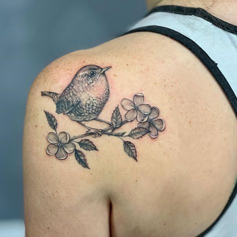 House Wren Tattoo, Jenny Wren Tattoo, Carolina Wren Tattoo, Wren Bird Tattoo, Wren Tattoo, Branch Tattoo, Ink Inspiration, Poke Tattoo, To Touch