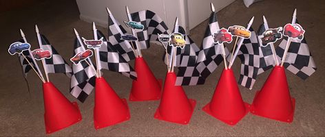 Disney Cars Theme Centerpiece Ideas, Disney Cars Centerpieces, Car Centerpieces, Disney Cars Theme, First Birthday Centerpieces, Pixar Cars Birthday, Disney Cars Party, Cars Theme Birthday Party, Cars Party