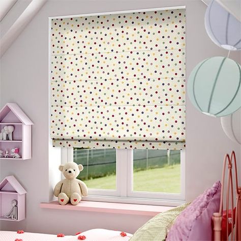 Polka Dot Purple Roman Blind Pink Roller Blinds, Pink Roman Blinds, Quirky Kitchen, House Blinds, Window Covering, Room Window, Window Room, Roman Blind, Emma Bridgewater