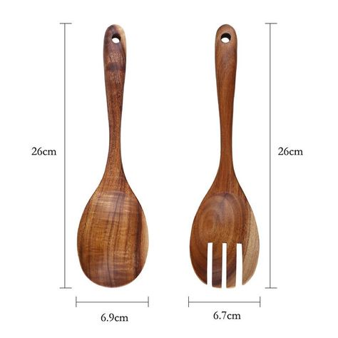 Set of Solid Wood Salad Servers - Default Title Wooden Salad Servers, Wood Kitchen Utensils, Salad Spoon, Kitchen Spoons, Salad Serving Set, Wooden Kitchen Utensils, Wood Utensils, Kitchen Spoon, Japanese Kitchen