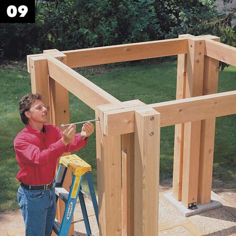 Timber Frame Pergola Plans, Gazebo Pavilion, Timber Frame Pergola, Pavilion Plans, Cedar Posts, Cedar Roof, Building A Pergola, Outdoor Pavilion, Backyard Pavilion