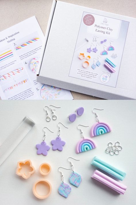 Make Your Own Earrings, Wood Business, Earring Kit, Clay Craft, Diy Earring, Polymer Clay Diy, Colour Palettes, Art Kit, Diy Clay