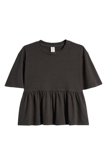 A flippy peplum and flared sleeves give an on-trend look to an everyday-fave cotton T-shirt. 100% cotton Machine wash, tumble dry Imported Class Outfits, Preppy Tops, Embroidered Mesh Dress, Black Raven, Cute Preppy Outfits, Country Shirts, Cheap Shirts, Cute Everyday Outfits, Dress And Heels