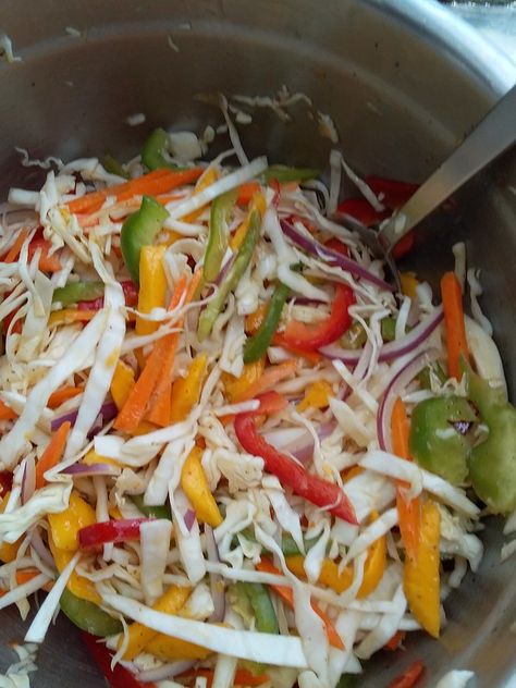 Island Coleslaw Recipe, Cuban Coleslaw Recipe, Haitian Snacks, Caribbean Slaw, Caribbean Coleslaw Recipe, Bahamian Recipes, Cold Sides, Healthy Coleslaw Recipes, Kfc Coleslaw Recipe